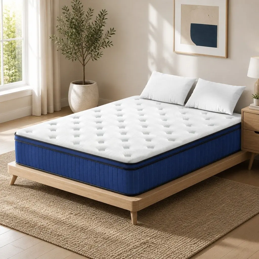King Size Mattress 34cm Euro Top Cool Gel Memory Foam 7 Zone Pocket Spring White