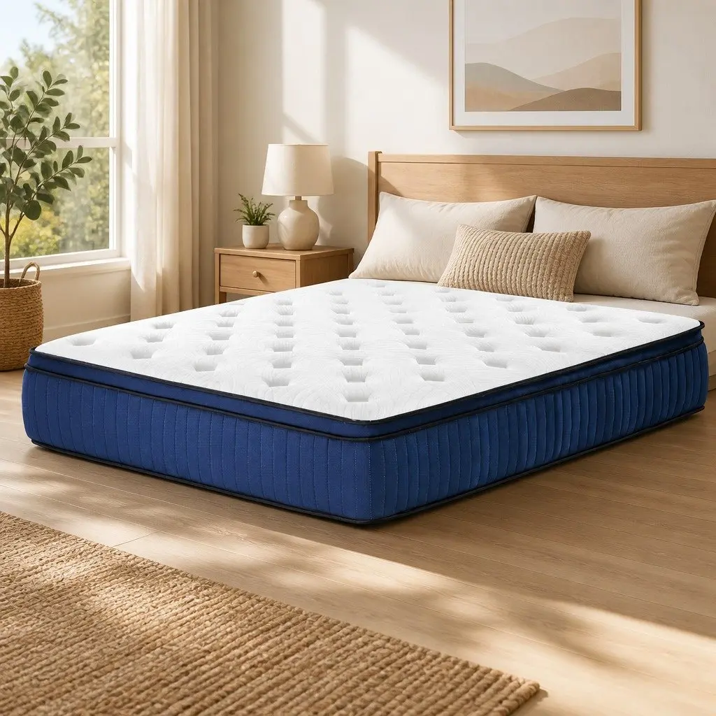 King Size Mattress 34cm Euro Top Cool Gel Memory Foam 7 Zone Pocket Spring White