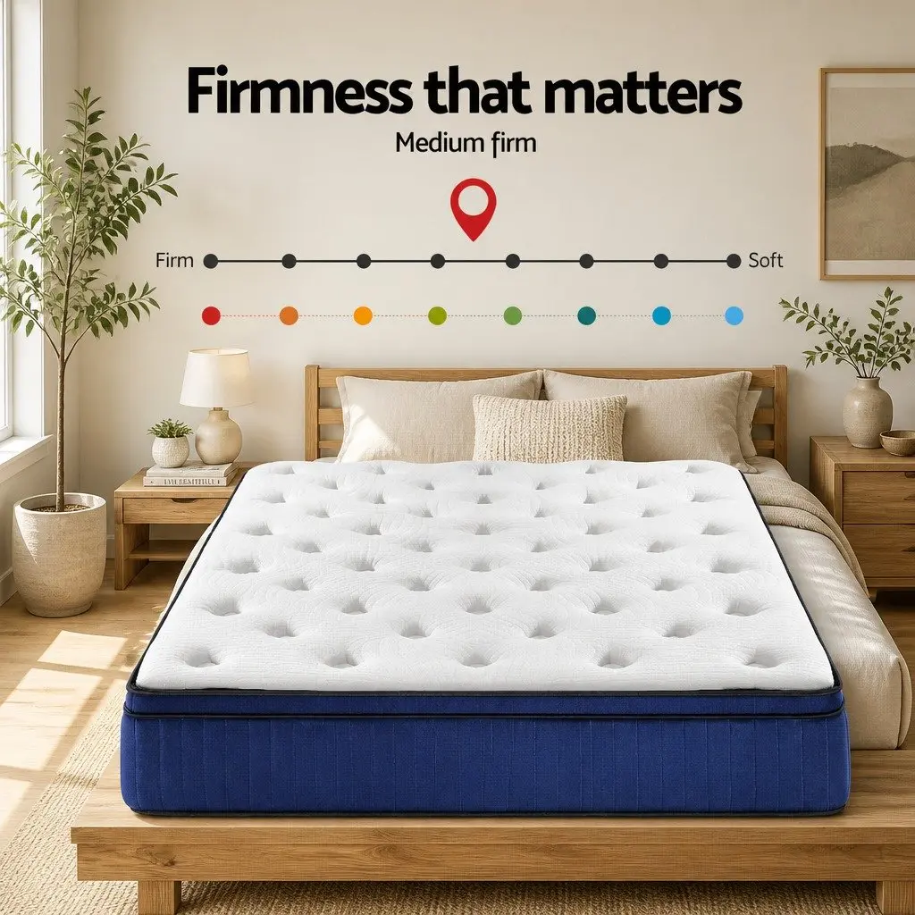 King Size Mattress 34cm Euro Top Cool Gel Memory Foam 7 Zone Pocket Spring White
