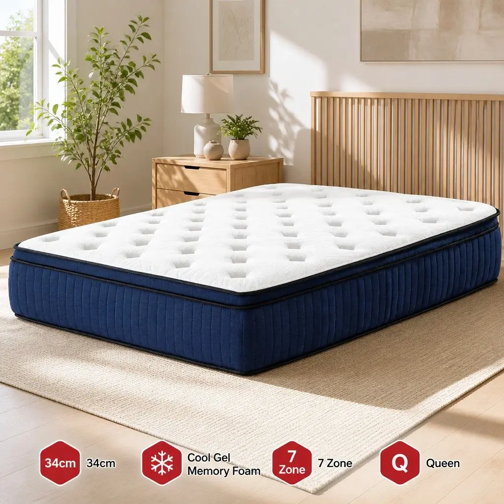 Queen Euro Top Mattress with Cool Gel Memory Foam