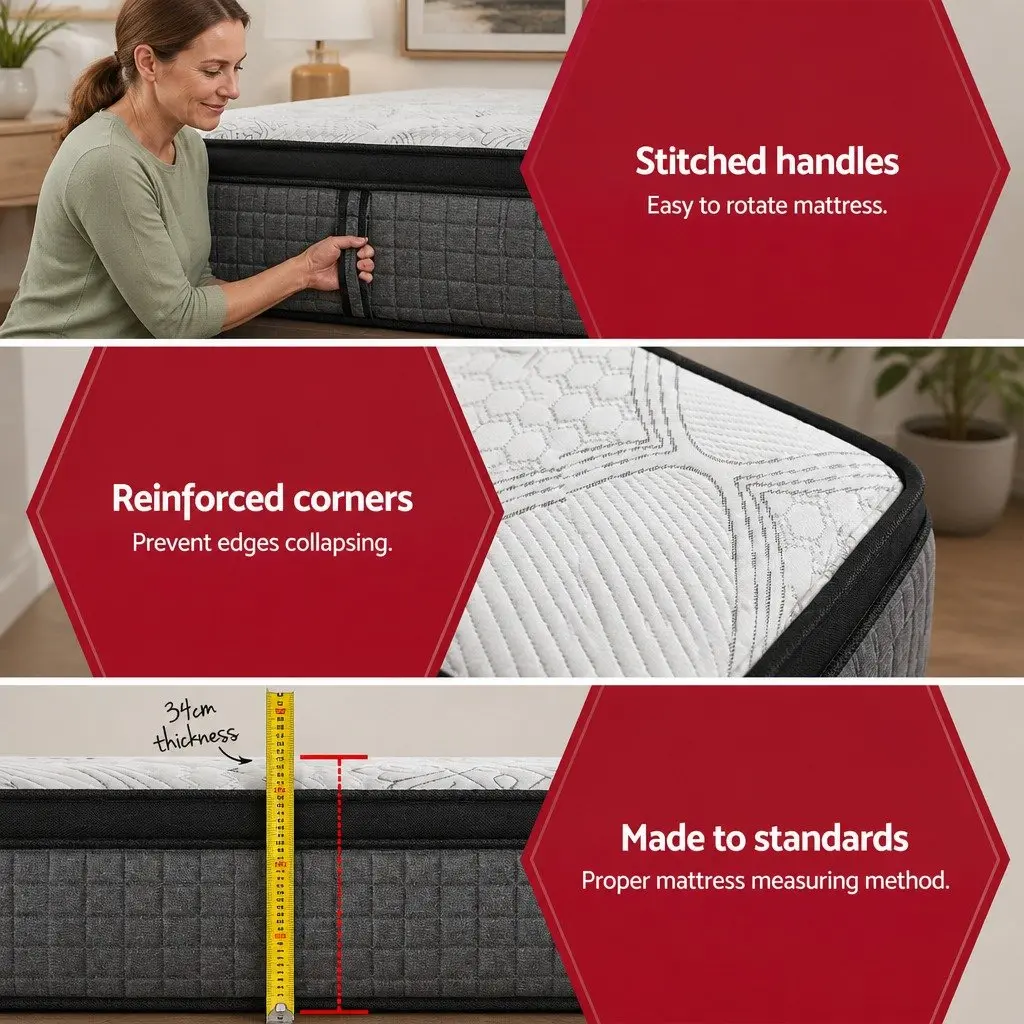 Euro Top Double Mattress 34cm 9 Zone Pocket Spring