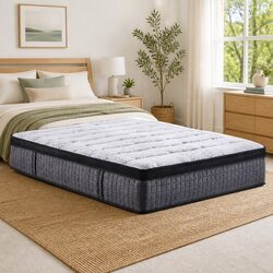Queen Mattress 34cm Euro Top 9 Zone Pocket Spring Latex Foam