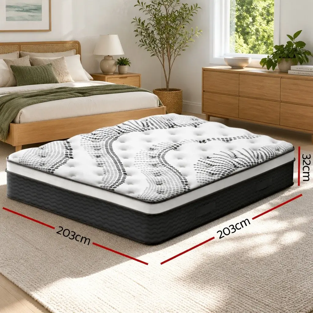 Euro Top Mattress Medium Firm Plush 32cm Thick Super King Pocket Spring
