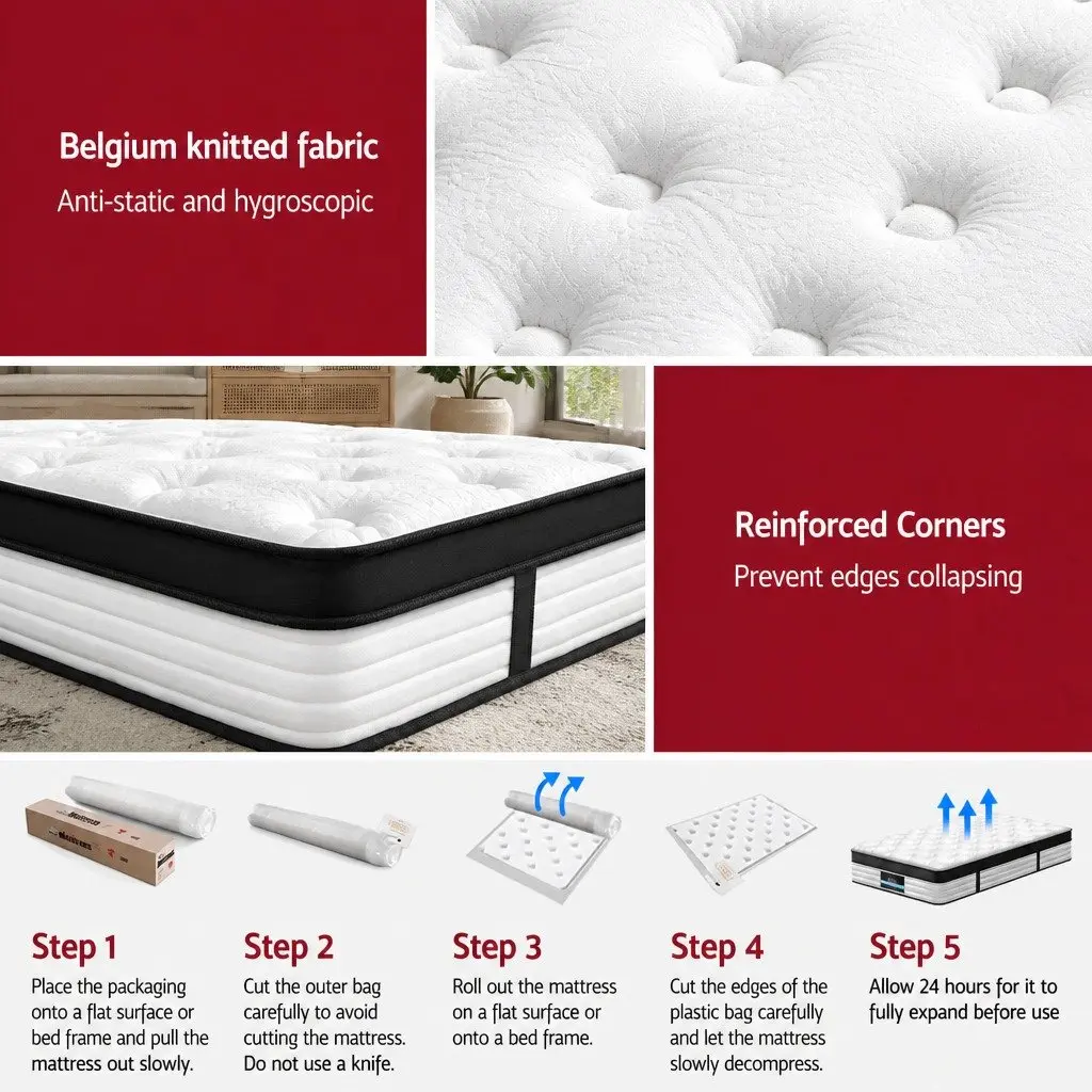 Plush King Single Mattress with Euro Top and Pocket Springs