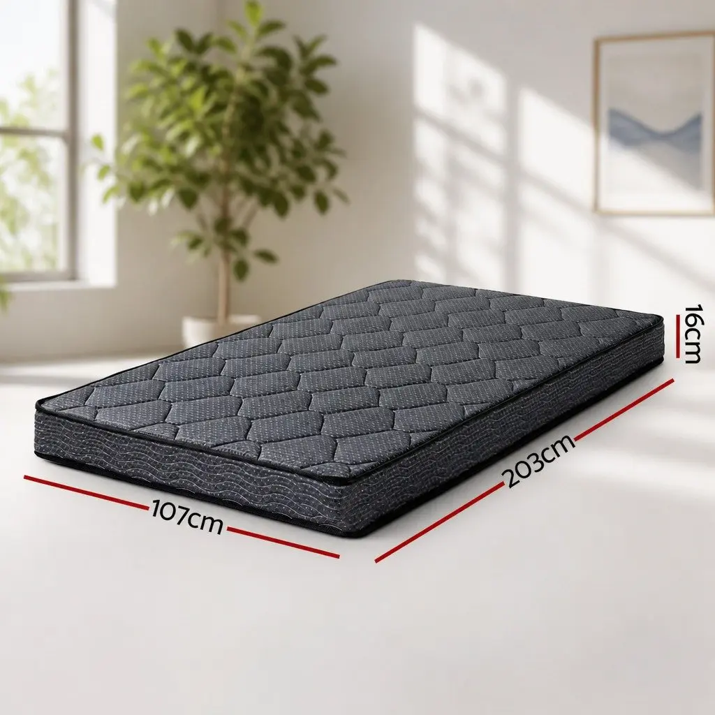 King Single Mattress 16cm Medium Firm Bonnell Spring Grey