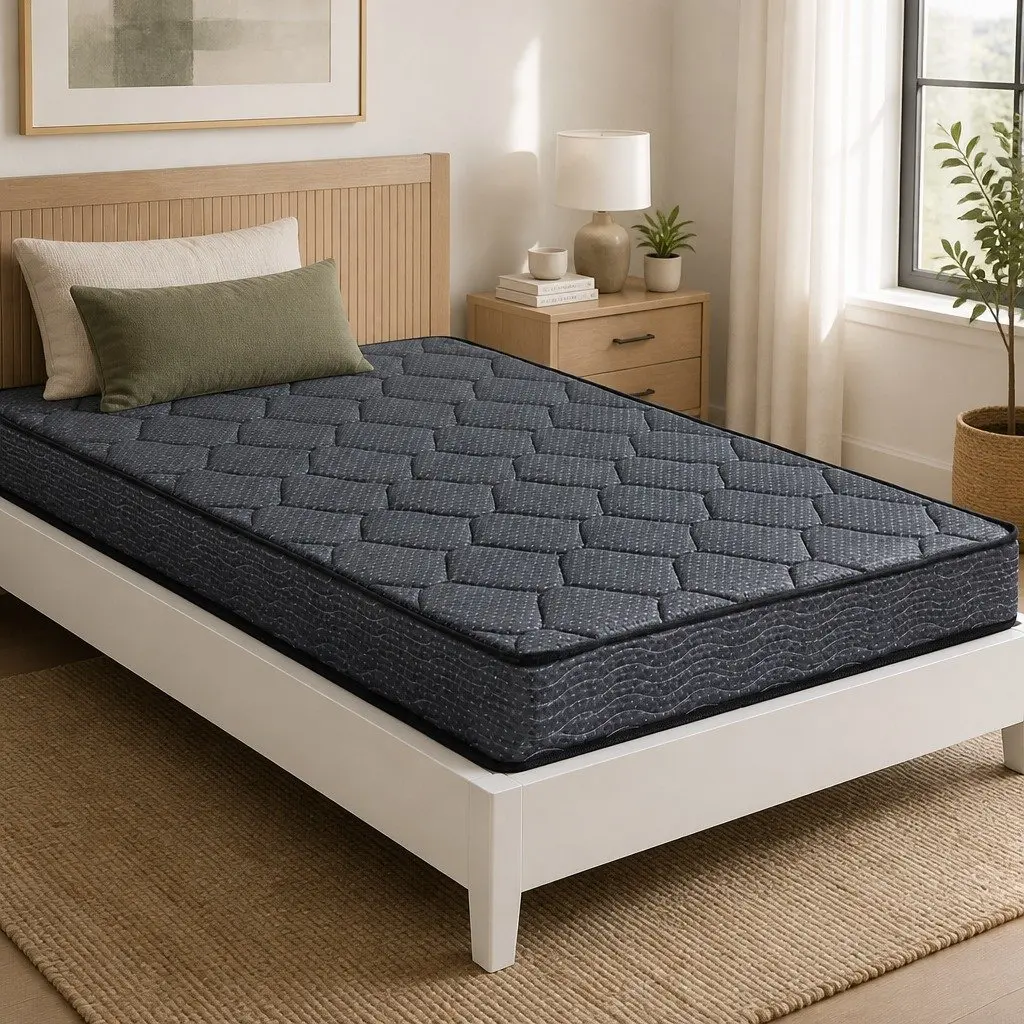 King Single Mattress 16cm Medium Firm Bonnell Spring Grey
