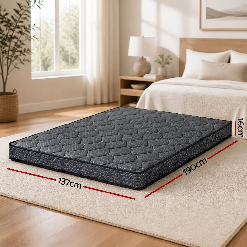 Double Mattress Tight Top 16cm Medium Firm Bonnell Spring Foam Grey