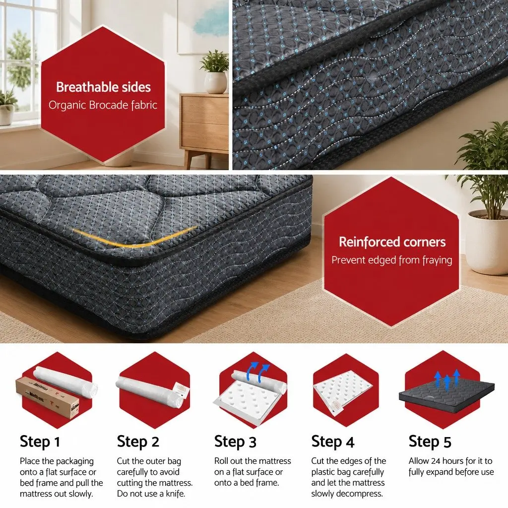 Double Mattress Tight Top 16cm Medium Firm Bonnell Spring Foam Grey