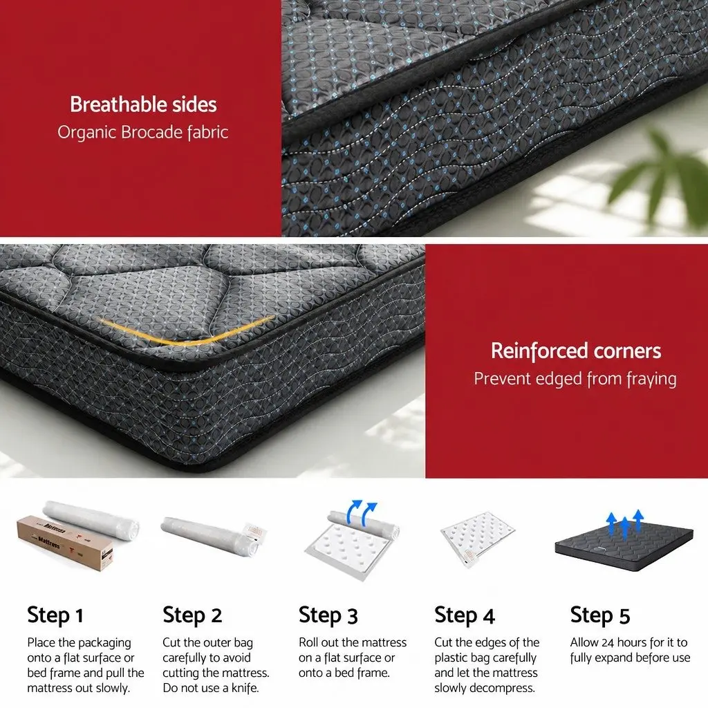 King Size Mattress 16cm Bonnell Spring Tight Top Grey