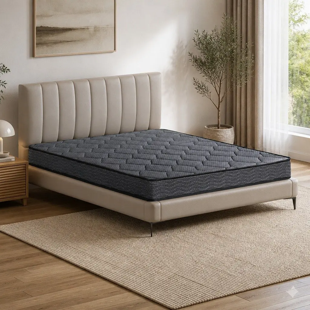 Queen Mattress Tight Top 16cm Bonnell Spring Medium-Firm Support Grey High-Density Foam