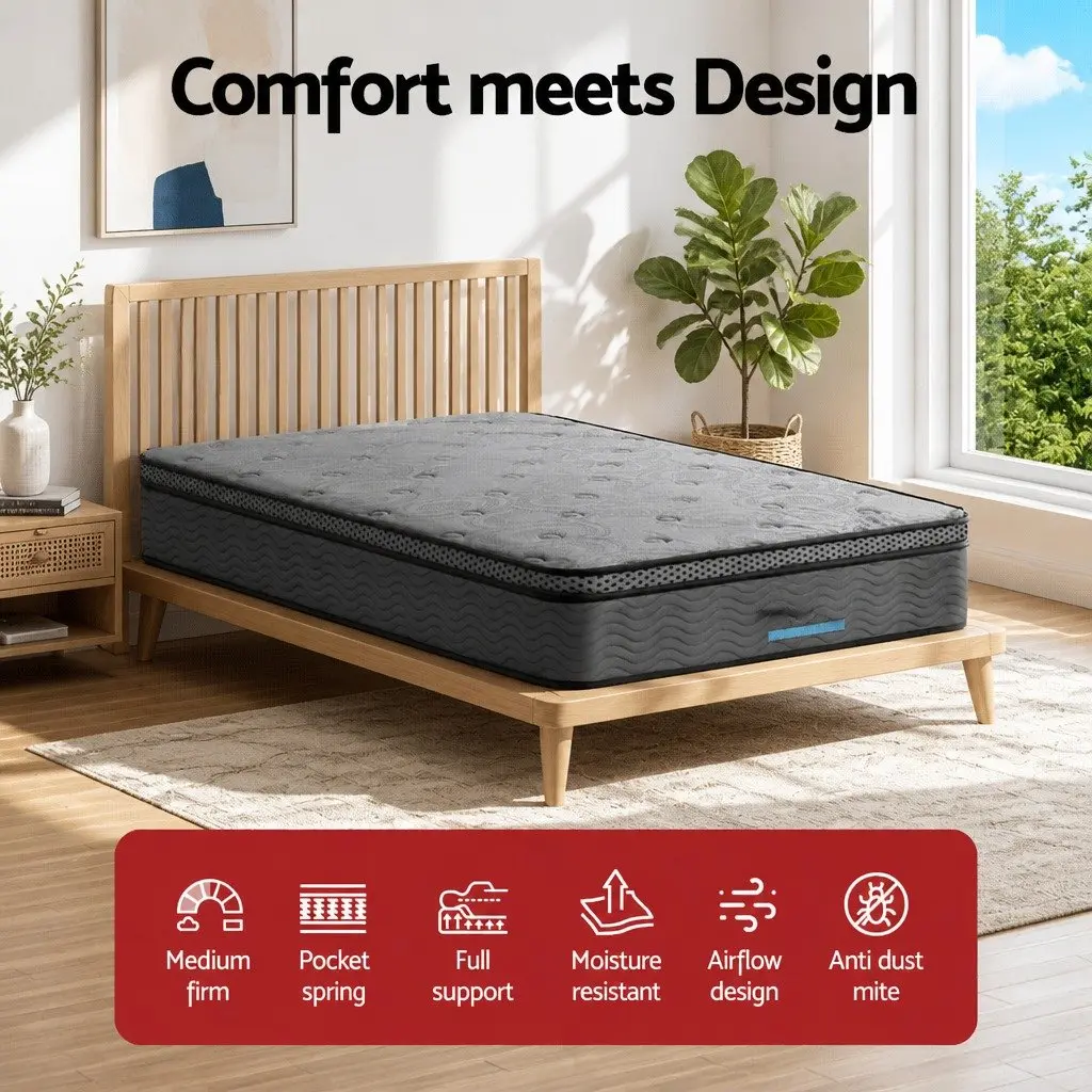 26cm King Single Euro Top Mattress with Memory Foam