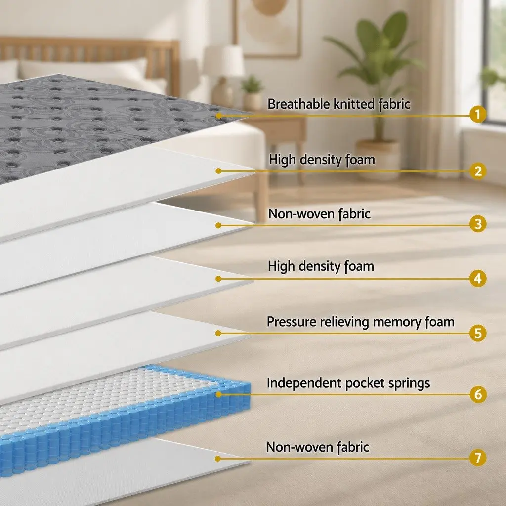 Euro Top Double Mattress with Pocket Springs in Grey