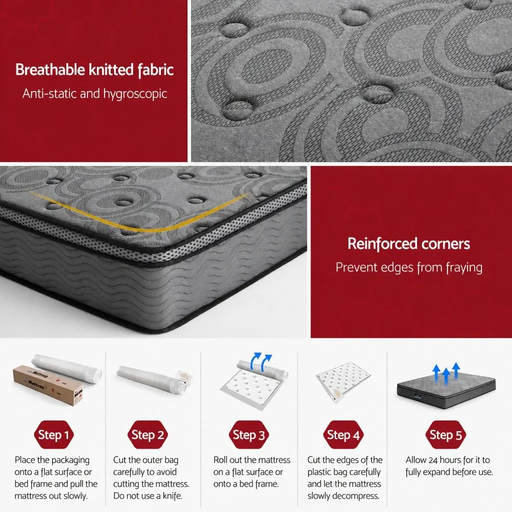 Euro Top Double Mattress with Pocket Springs in Grey