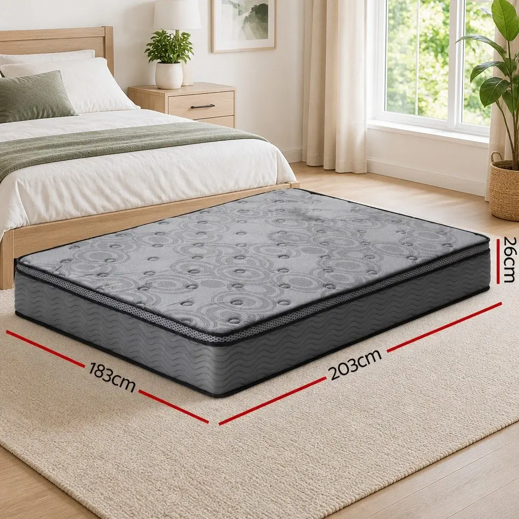 King Size Euro Top Mattress 26cm Medium Firm Grey