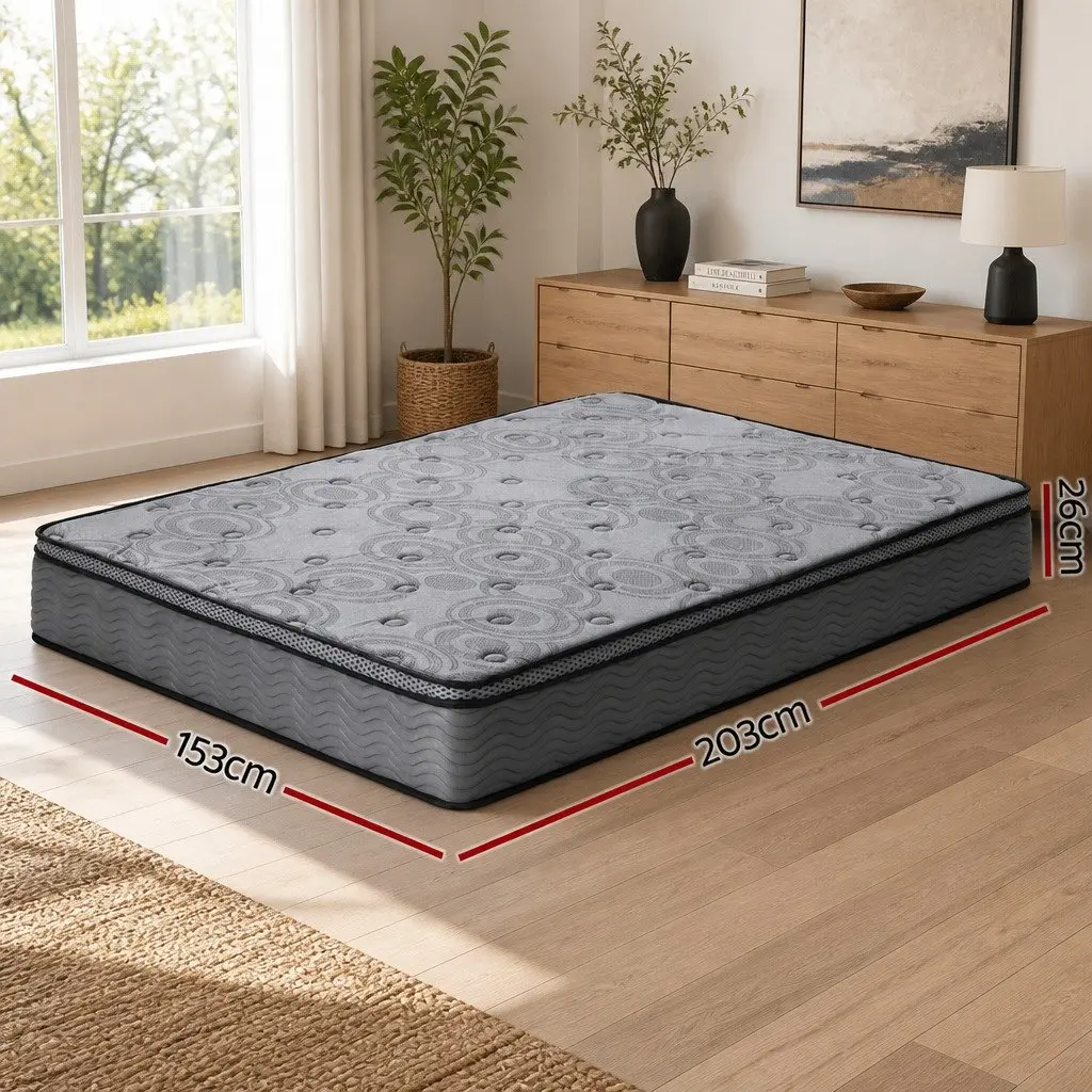 Queen Mattress 26cm Euro Top Medium-Firm