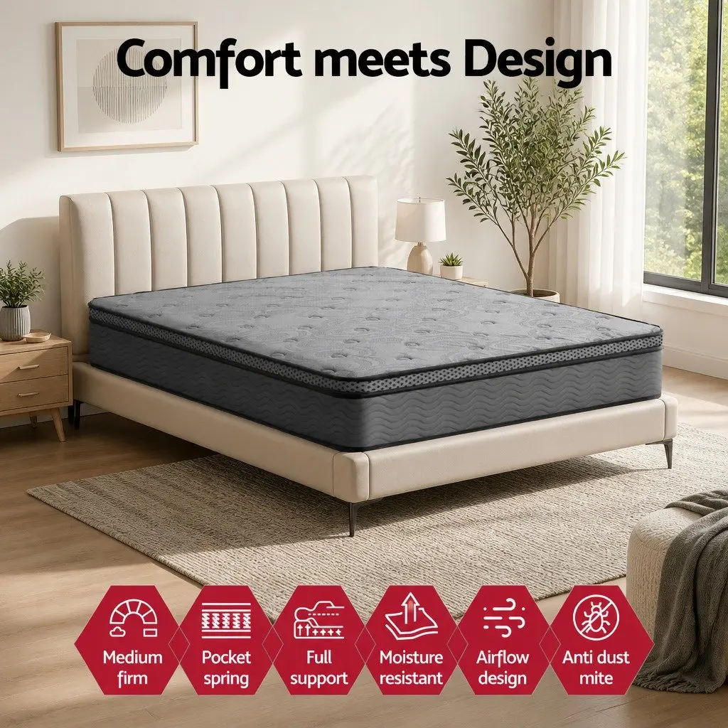 Queen Mattress 26cm Euro Top Medium-Firm