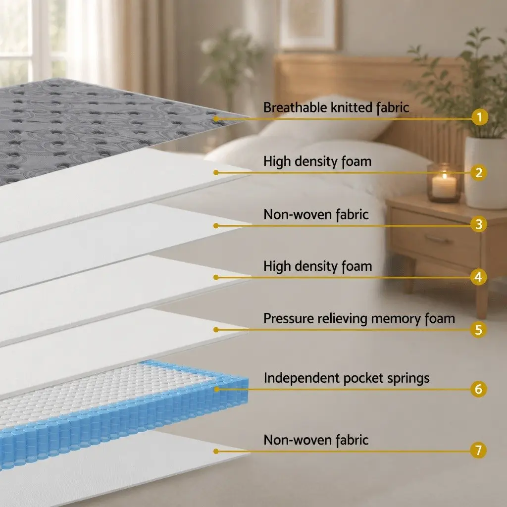 26cm Thick Single Euro Top Mattress with Pocket Springs