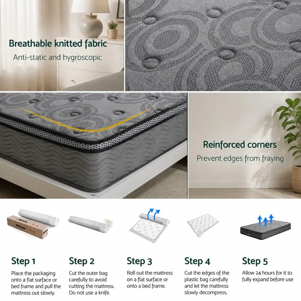26cm Thick Single Euro Top Mattress with Pocket Springs