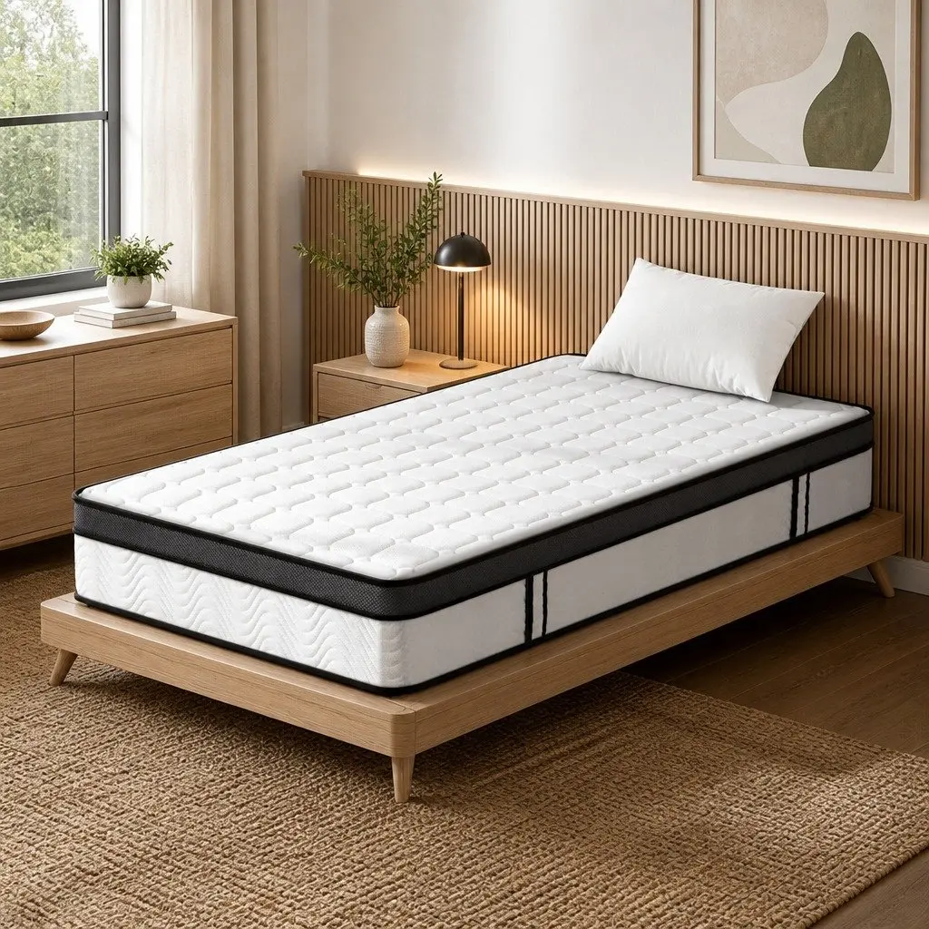 King Single Mattress 25cm Bonnell Spring Cool Gel Foam Medium Firm Support