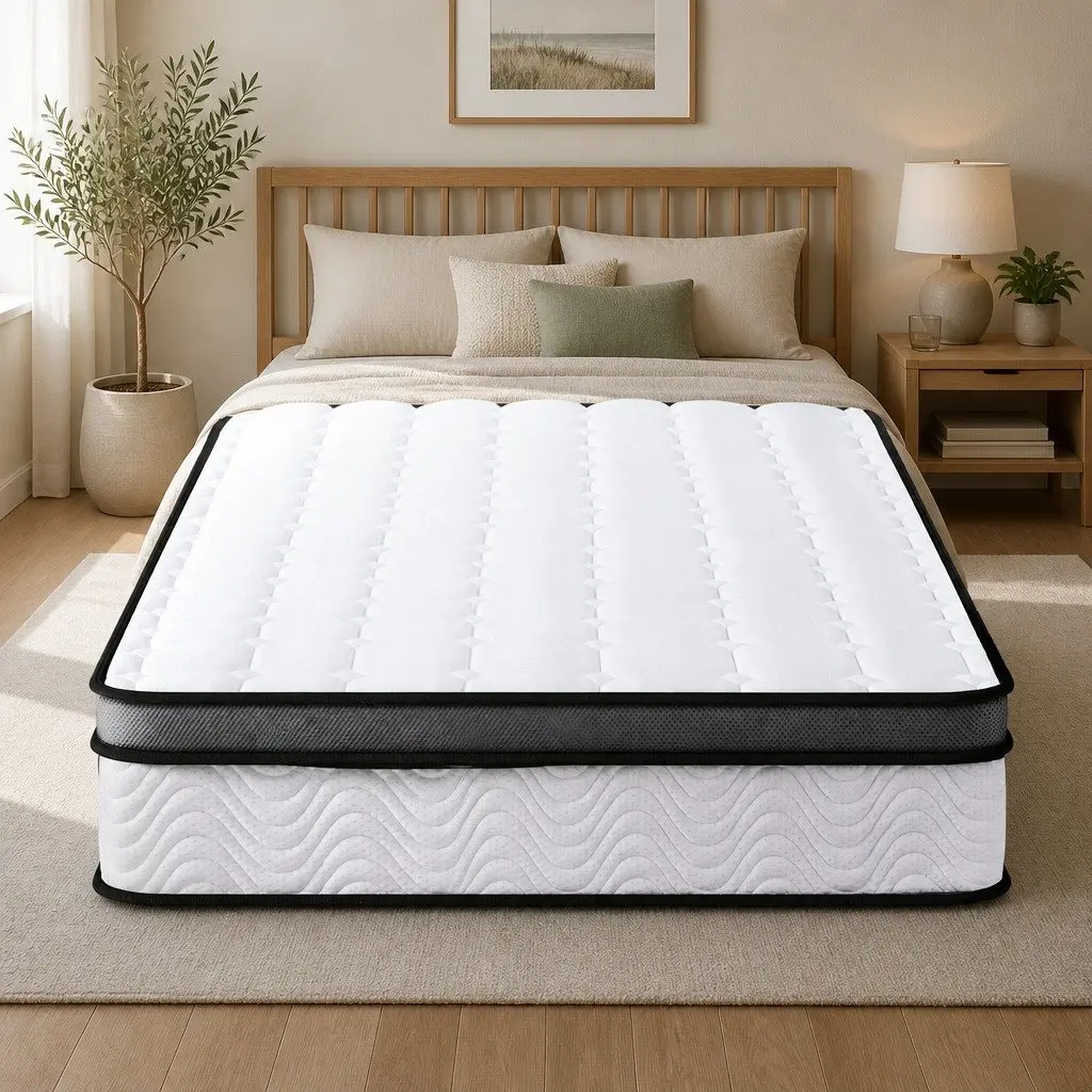 King Single Mattress 25cm Bonnell Spring Cool Gel Foam Medium Firm Support