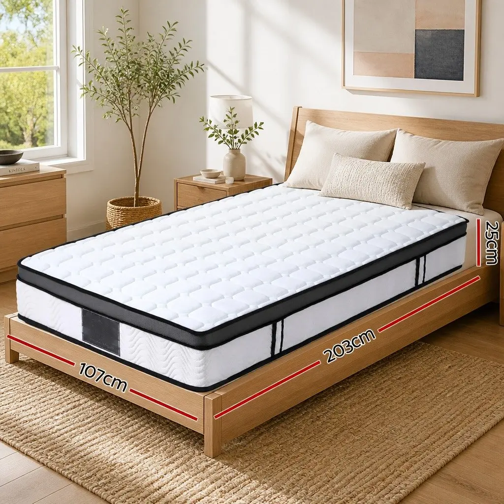 King Single Mattress 25cm Bonnell Spring Cool Gel Foam Medium Firm Support