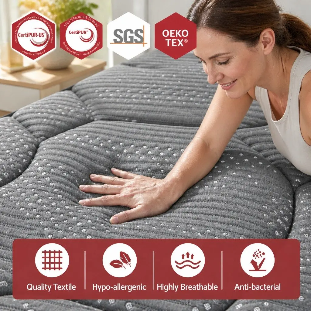 Double Mattress Hybrid Pocket Spring Euro Top 35cm Medium Firm Grey