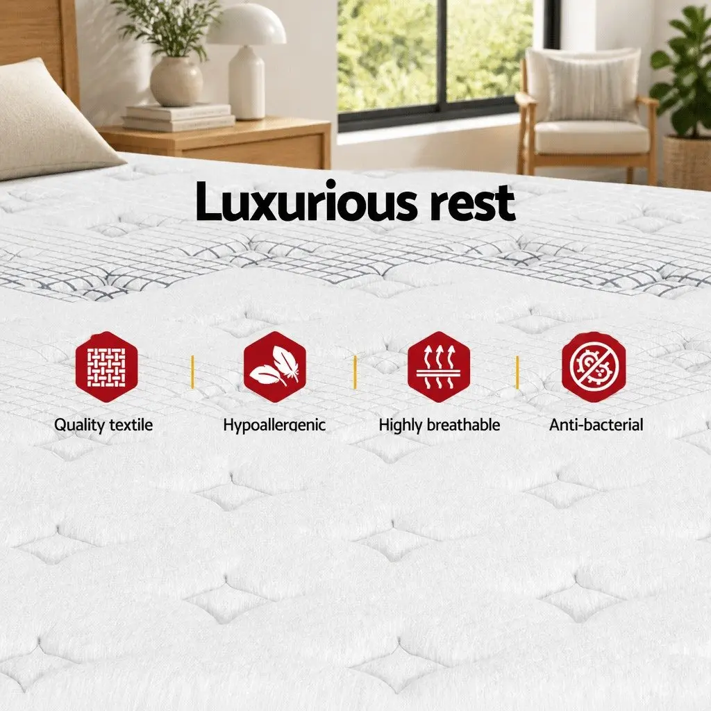 King Size Mattress Extra Firm 32cm Pocket Spring High-Density Foam Belgium Knitted Fabric Cover Hypoallergenic