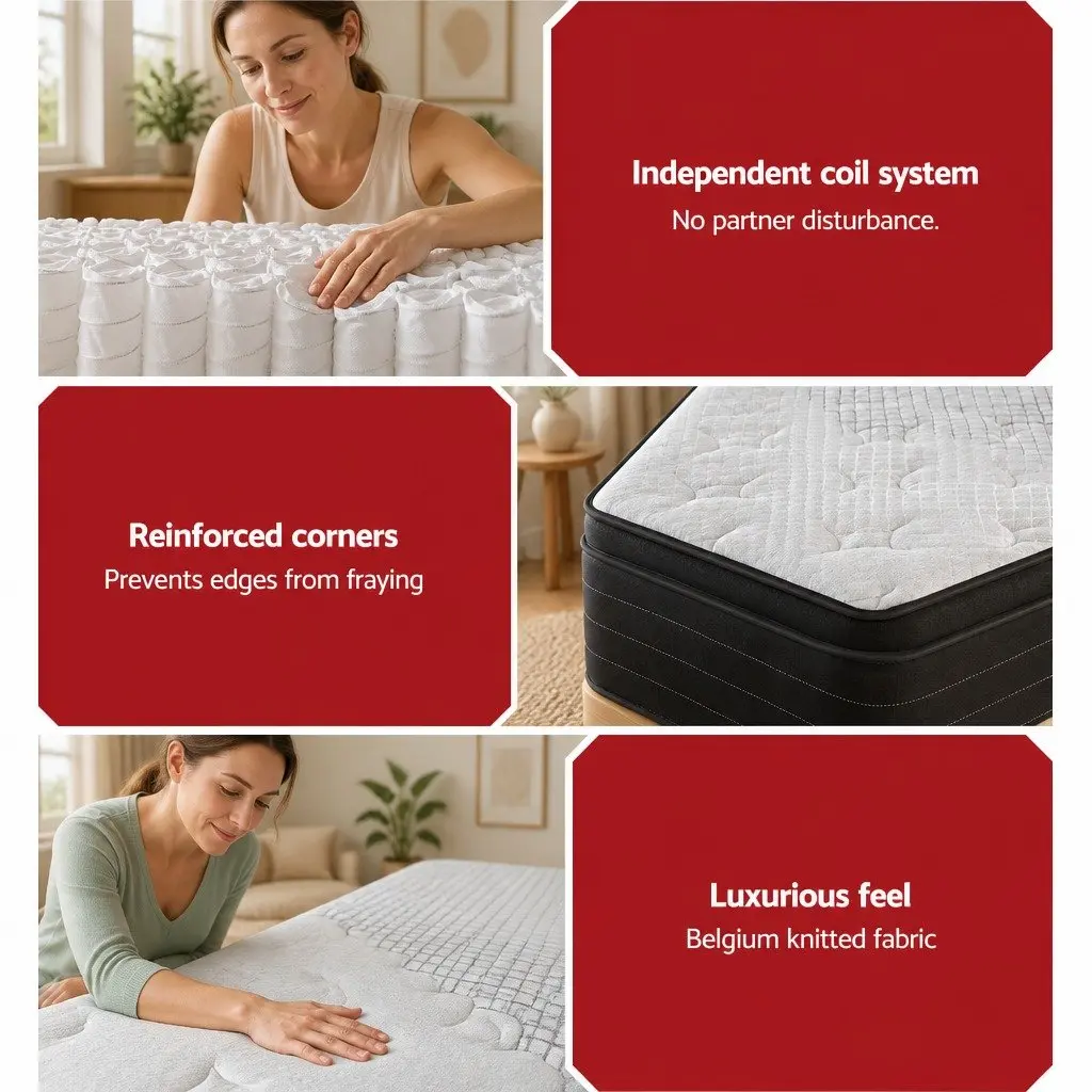 King Size Mattress Extra Firm 32cm Pocket Spring High-Density Foam Belgium Knitted Fabric Cover Hypoallergenic