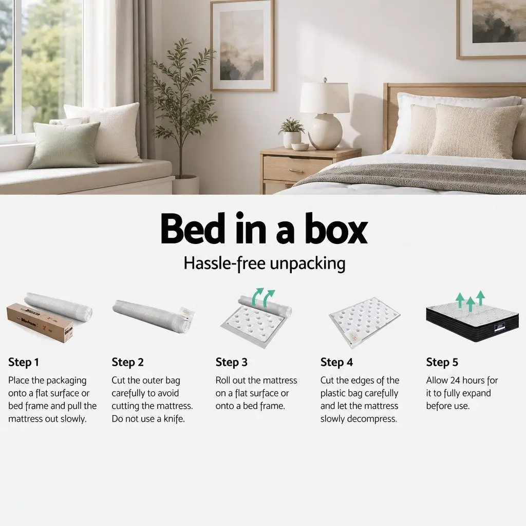 King Size Mattress Extra Firm 32cm Pocket Spring High-Density Foam Belgium Knitted Fabric Cover Hypoallergenic