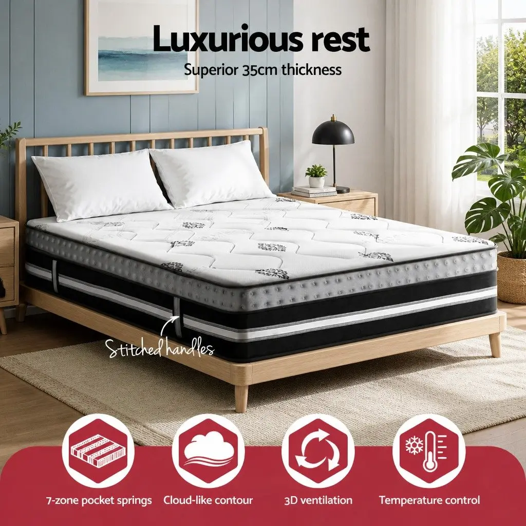 King Size Mattress Medium Firm 35cm Pocket Spring Gel Memory Foam