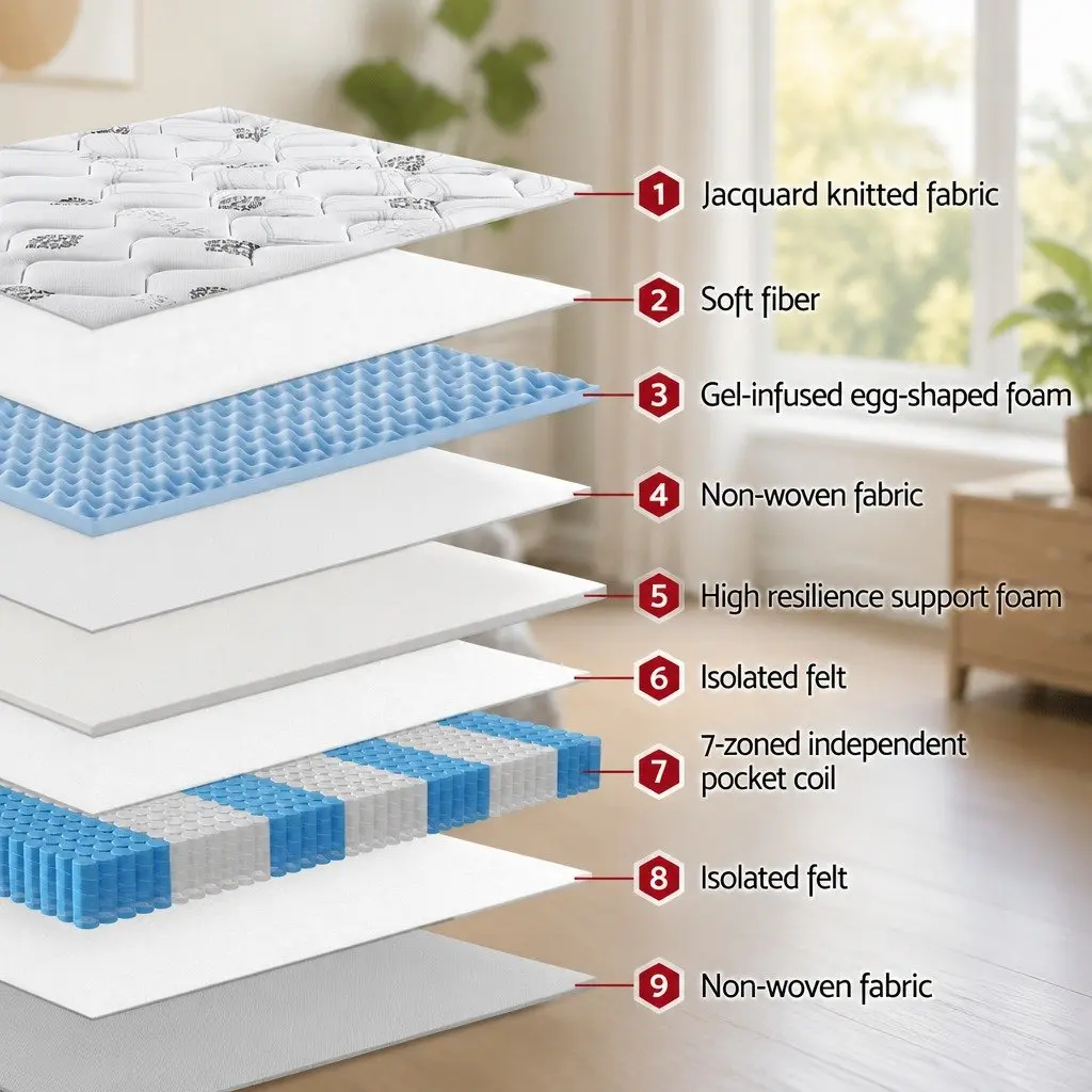 King Size Mattress Medium Firm 35cm Pocket Spring Gel Memory Foam