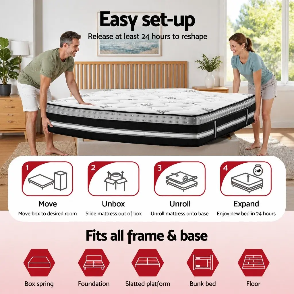 King Size Mattress Medium Firm 35cm Pocket Spring Gel Memory Foam