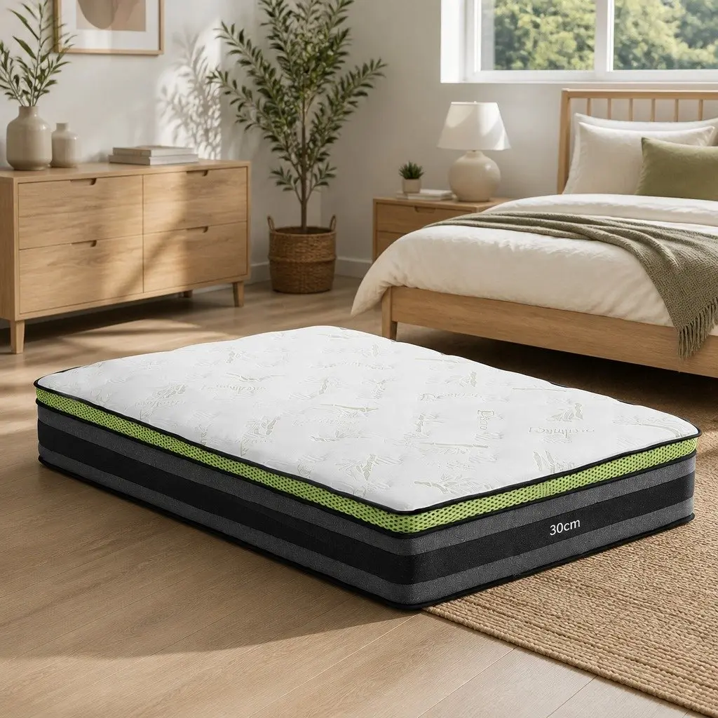 King Single Mattress 30cm Cool Gel Foam Pocket Spring Grey