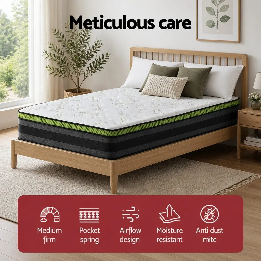 King Single Mattress 30cm Cool Gel Foam Pocket Spring Grey