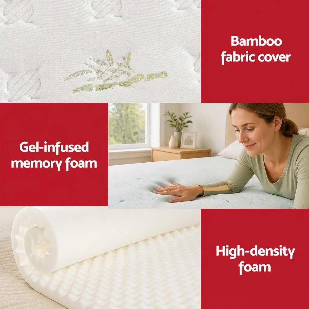 King Single Mattress 30cm Cool Gel Foam Pocket Spring Grey