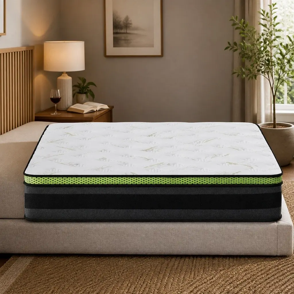 King Size Mattress Pocket Spring Grey Memory Foam Cool Gel 30cm Medium Firmness