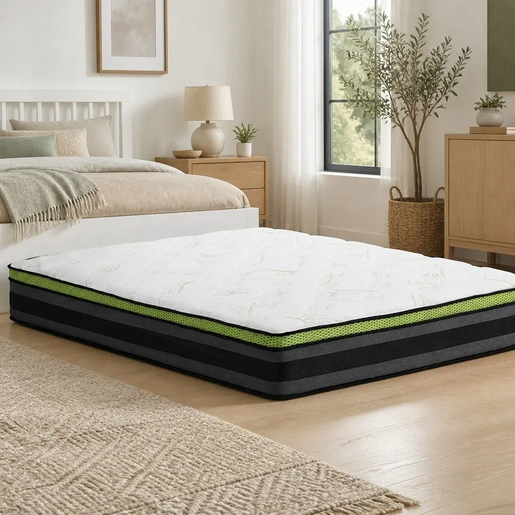 King Size Mattress Pocket Spring Grey Memory Foam Cool Gel 30cm Medium Firmness