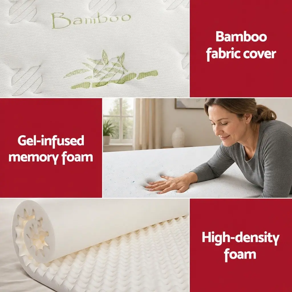King Size Mattress Pocket Spring Grey Memory Foam Cool Gel 30cm Medium Firmness
