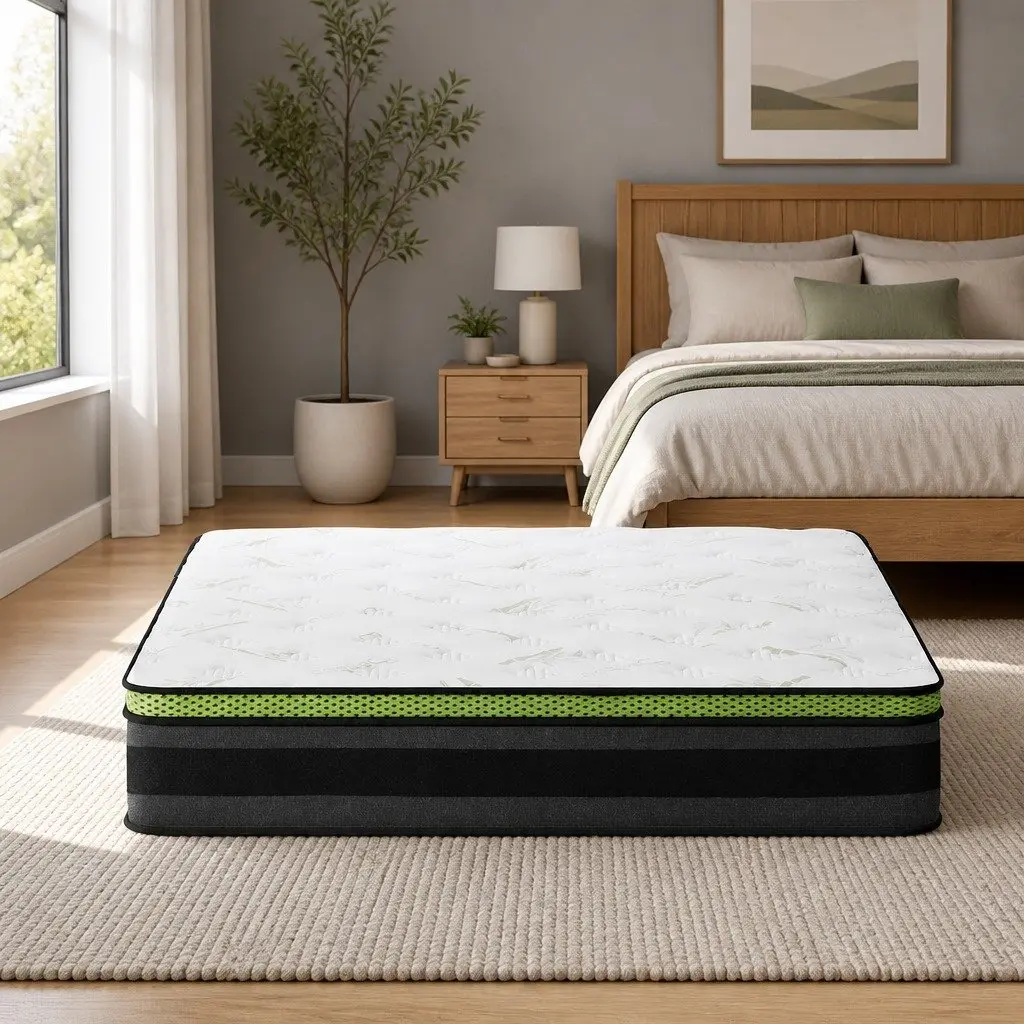 Queen Mattress Grey Medium Firm 30cm Cool Gel Foam Pocket Spring