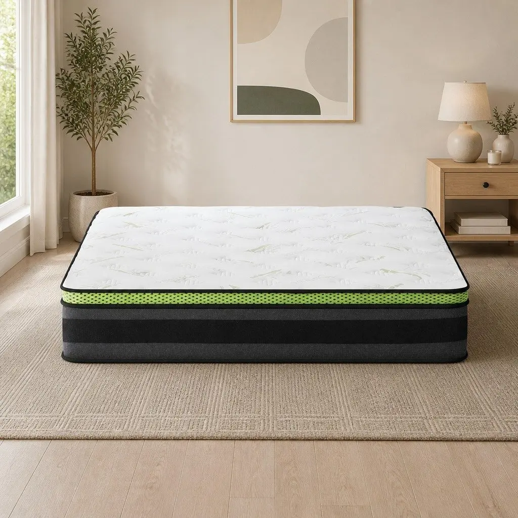 Queen Mattress Grey Medium Firm 30cm Cool Gel Foam Pocket Spring