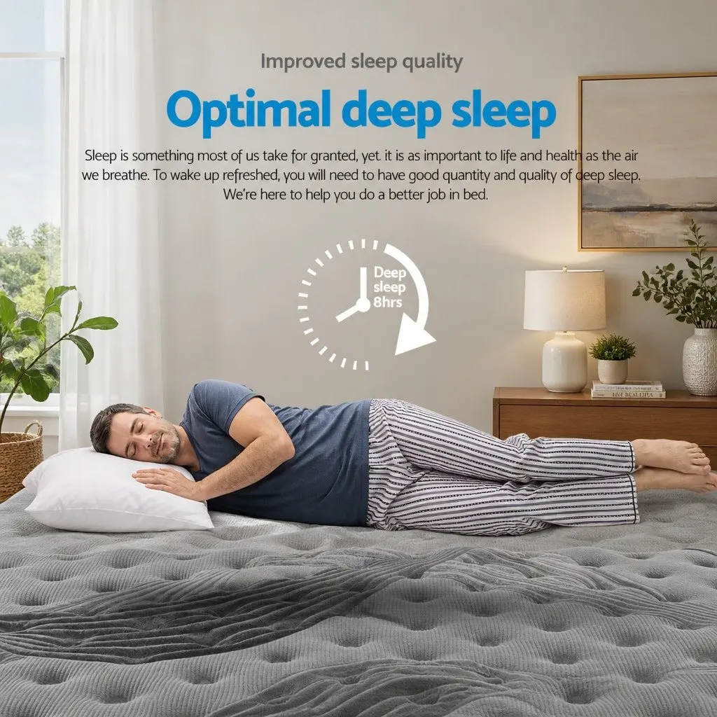 Double Mattress 34cm Medium Firm Euro Top Pocket Spring Bamboo Charcoal Fabric