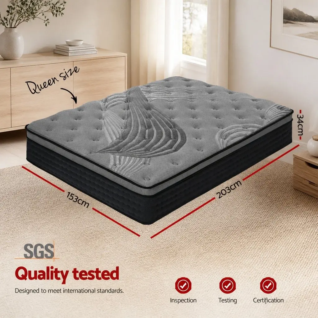 Queen Mattress 34cm Medium-Firm Bamboo Charcoal Support
