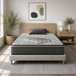 Single Mattress 34cm Medium-Firm Pocket Spring Euro Top Grey