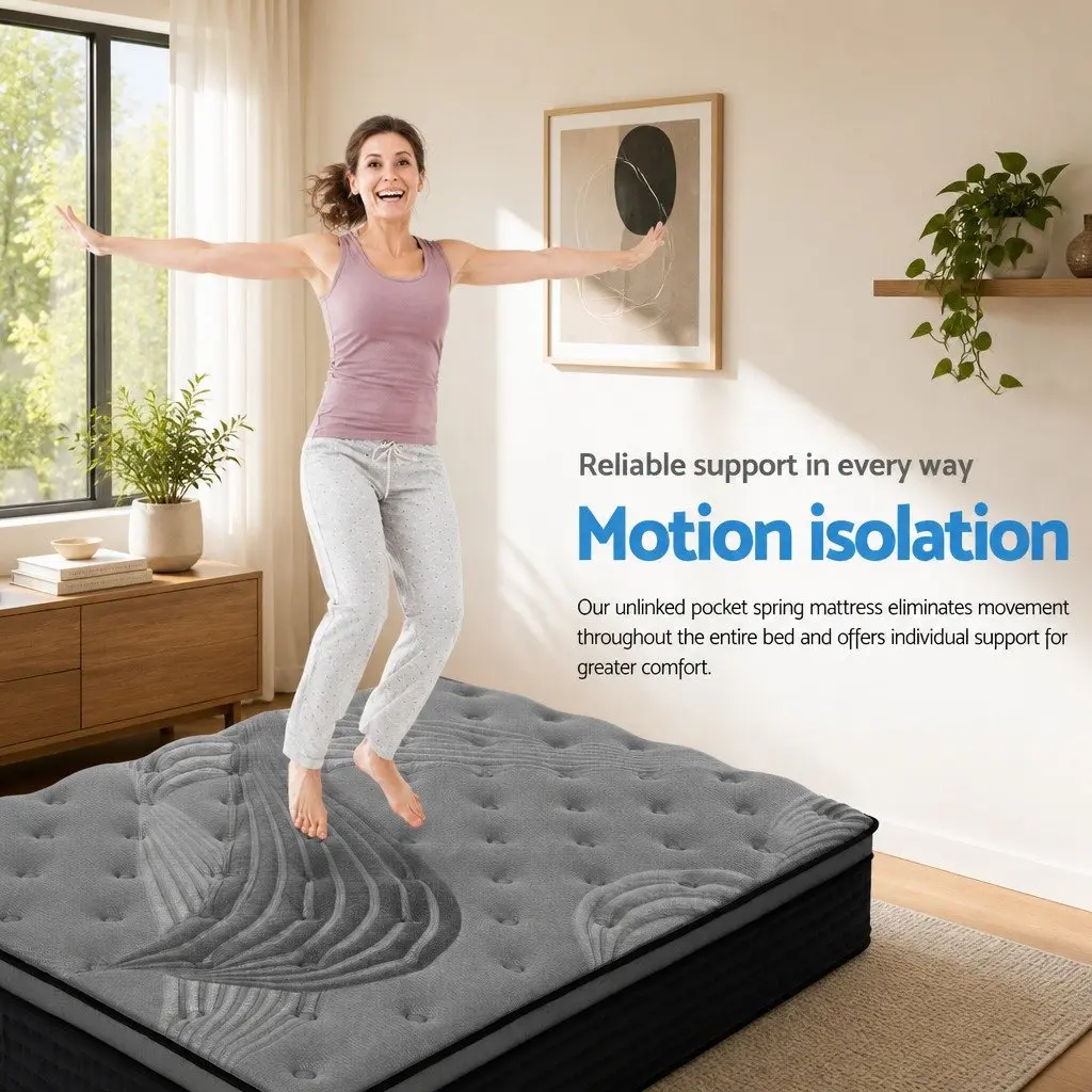 Single Mattress 34cm Medium-Firm Support Grey