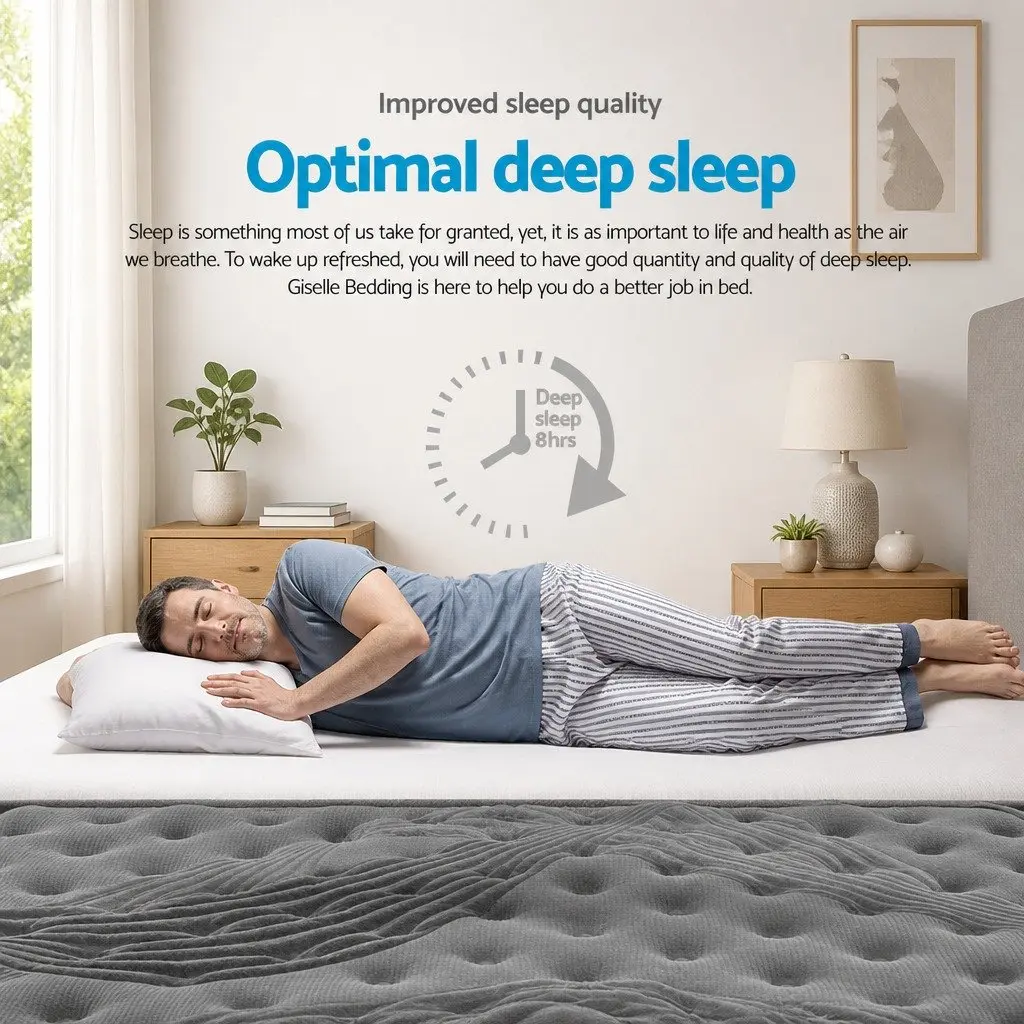 Single Mattress 34cm Medium-Firm Support Grey