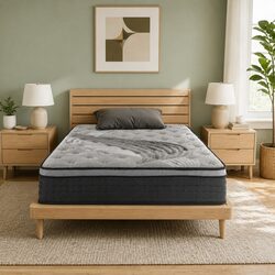 Medium-Firm King Single Mattress with Euro Top Grey