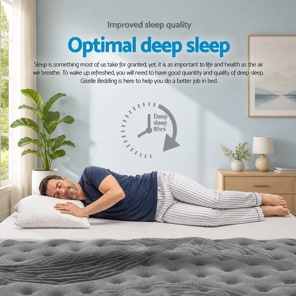 King Single Mattress Grey 34cm Pocket Spring Medium Firm Euro Top