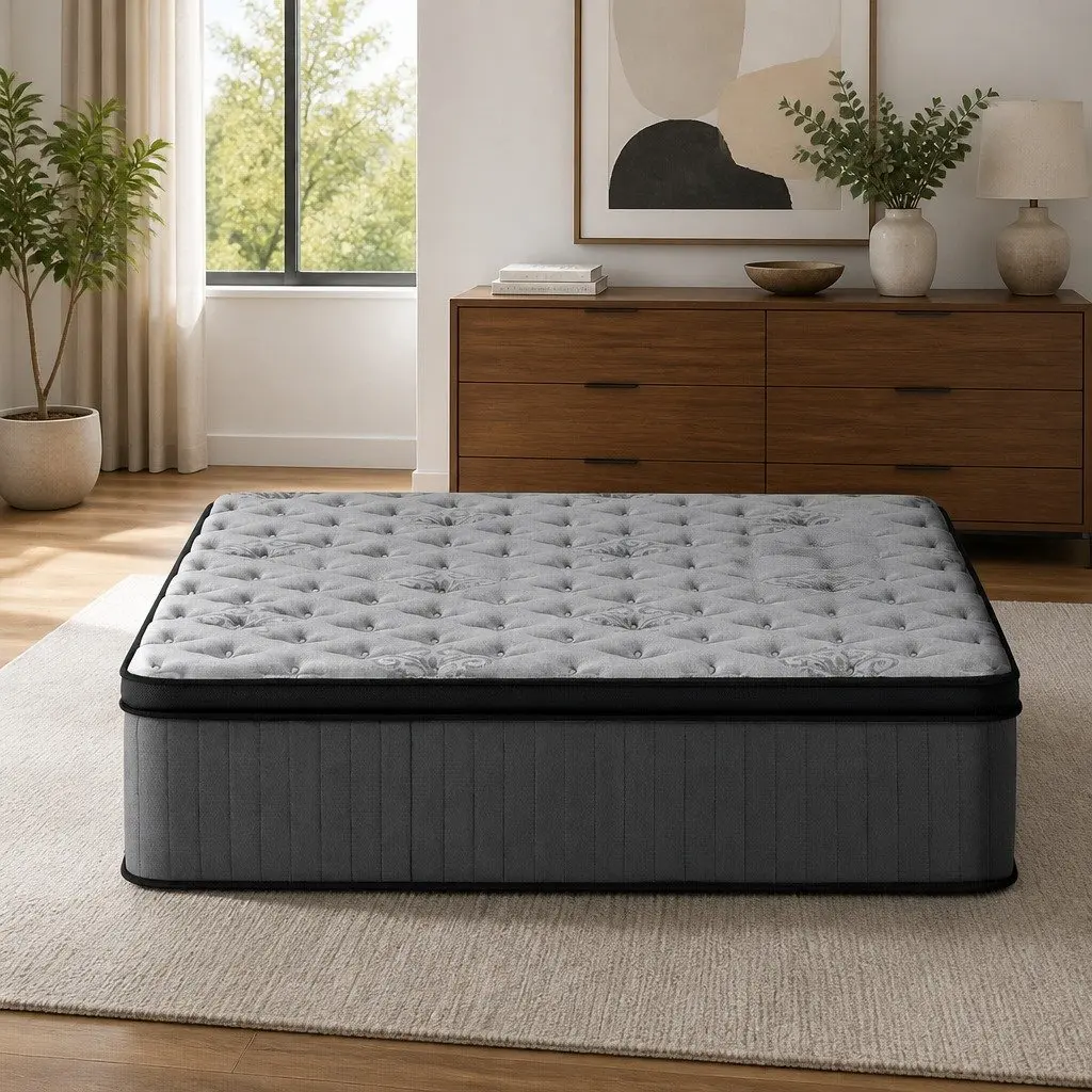 Euro Top Double Mattress 34cm Medium-Firm Grey