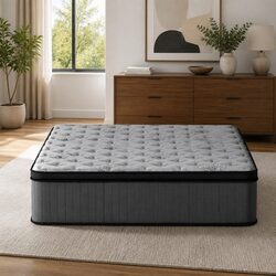 Euro Top Double Mattress 34cm Medium-Firm Grey