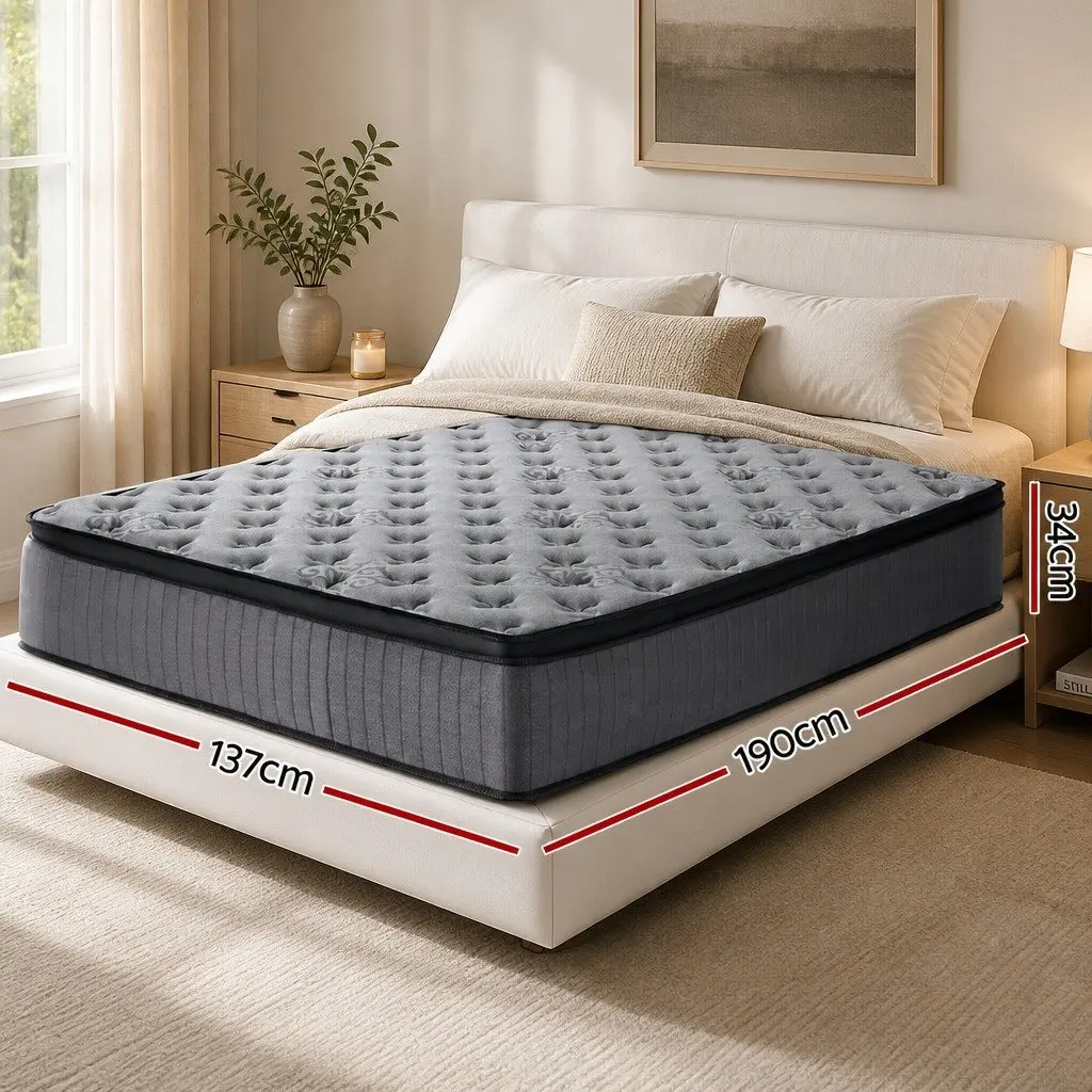 Euro Top Double Mattress 34cm Medium-Firm Grey